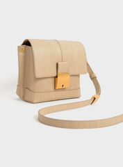 Charles & Ke*th - Beige Juniper Metallic Push Lock Crossbody Bag-ON SALE -MINOR DEFECT