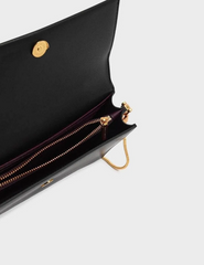 Charles & Ke*th - Metallic Handle Long Wallet - Black-ON SALE
