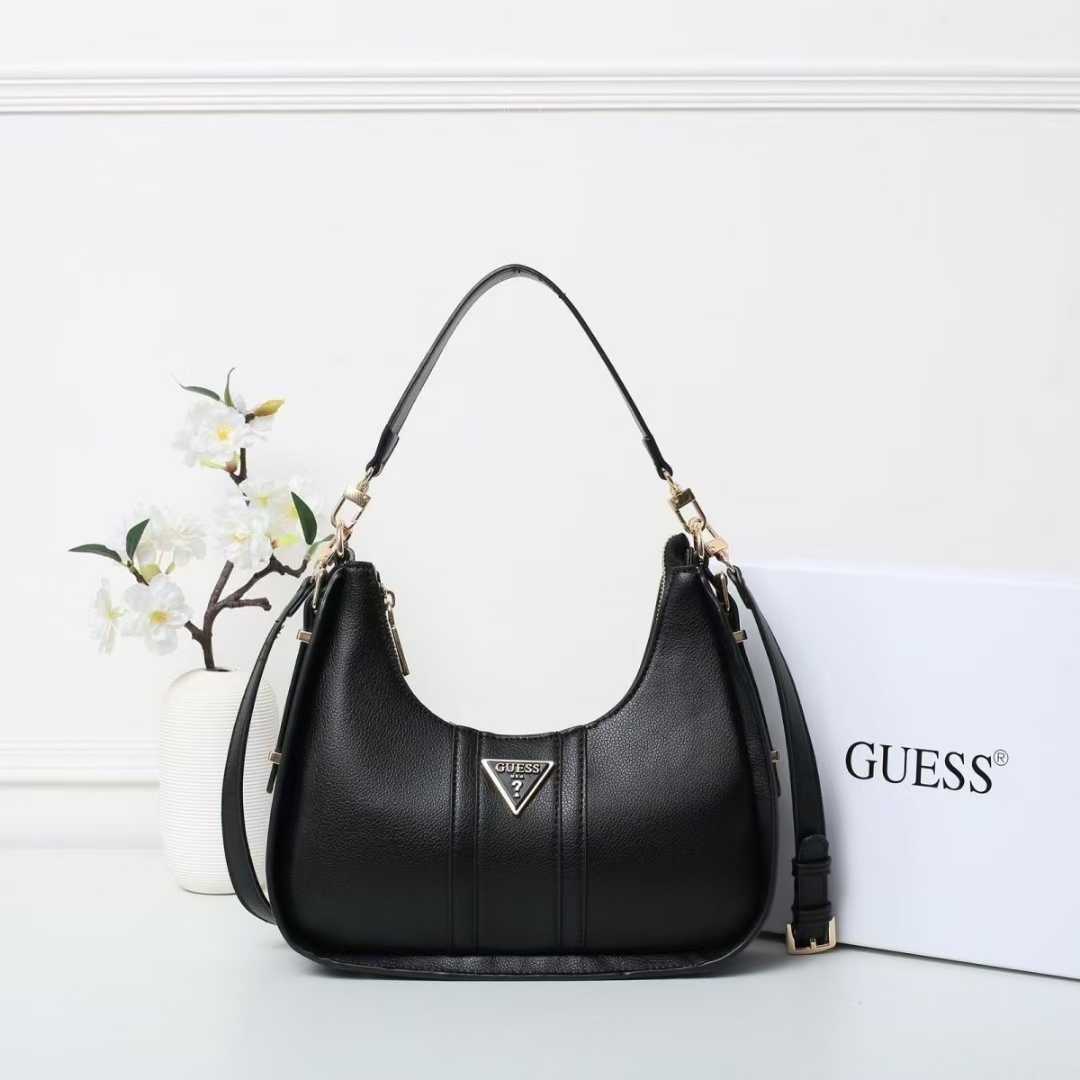Gues* - NOREEN TOP ZIP SHOULDER BAG - Handbag - BLACK