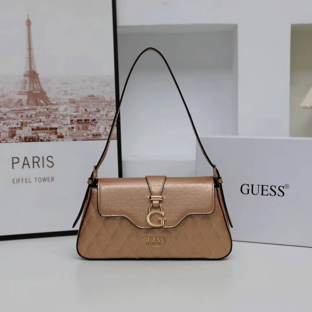 Gues* -  Adi 4G logo shoulder bag -BROWN