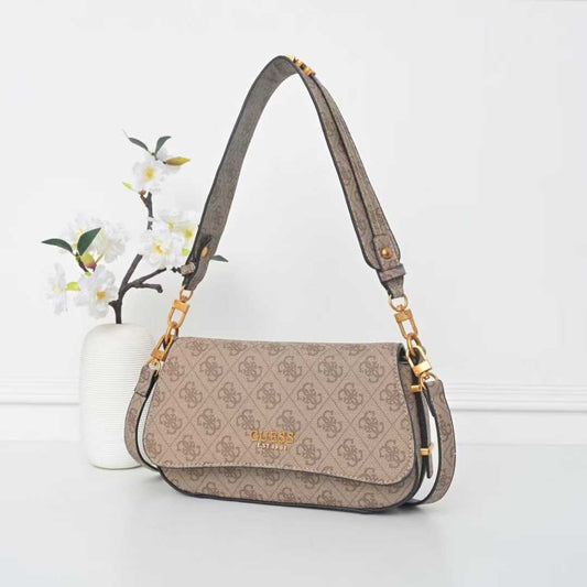 Gues* -  Guess Noelle Shoulder Bag - BROWN LOGO