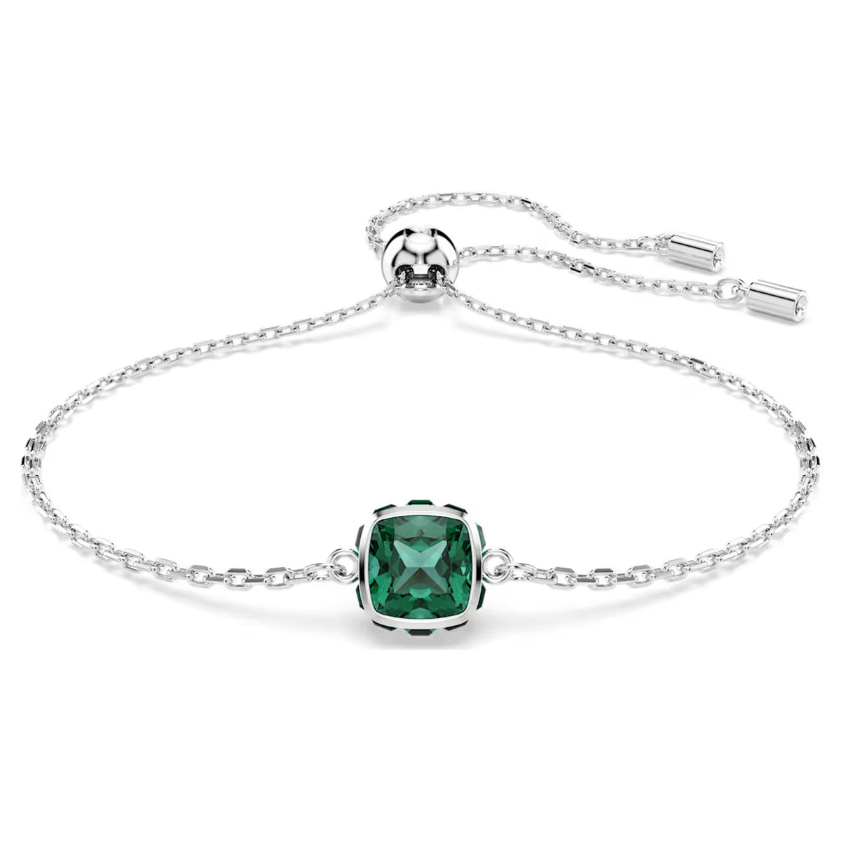 Swar*vski -Birthstone bracelet Square cut, May, Green, Rhodium plated-5710516