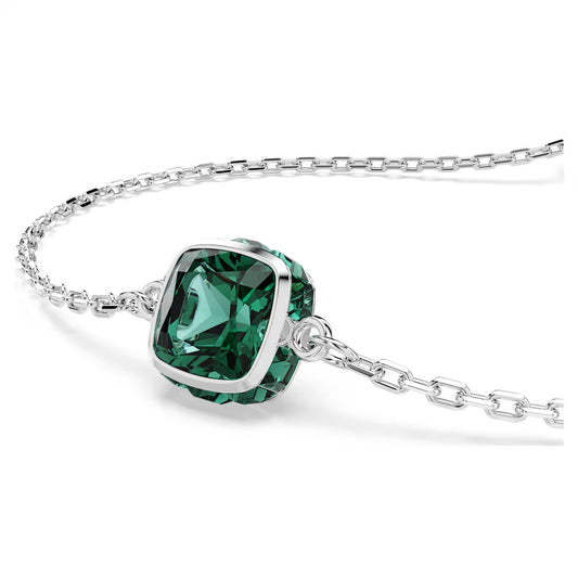 Swar*vski -Birthstone bracelet Square cut, May, Green, Rhodium plated-5710516