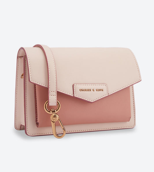 Charles & Ke*th -Adjustable Straps Magnetic Closure Cross Body Bag - Light Pink