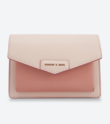 Charles & Ke*th -Adjustable Straps Magnetic Closure Cross Body Bag - Light Pink