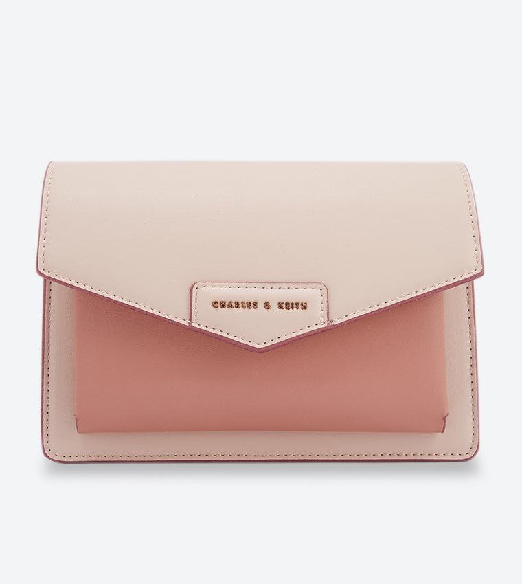 Charles & Ke*th -Adjustable Straps Magnetic Closure Cross Body Bag - Light Pink