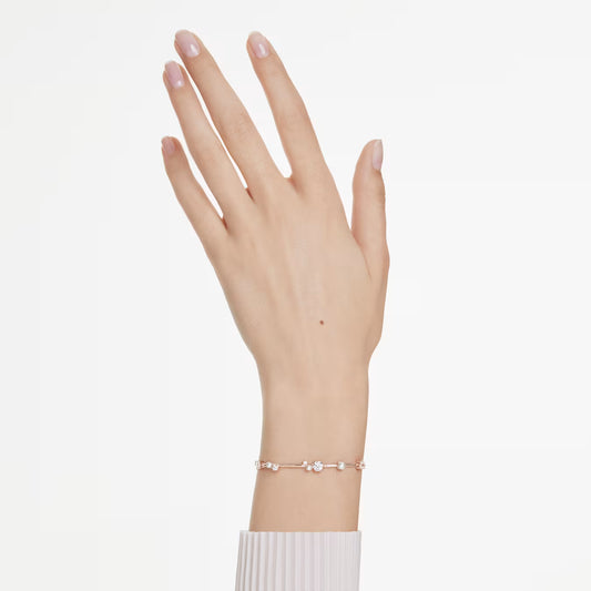 Swar*vski -Constella bracelet Crystal pearl, Round cuts, White, Rose gold-tone plated-5729505