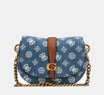 Gues* - Kuba Mini Crossbody Flap XS Logo- Denim Logo