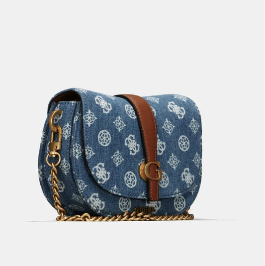 Gues* - Kuba Mini Crossbody Flap XS Logo- Denim Logo