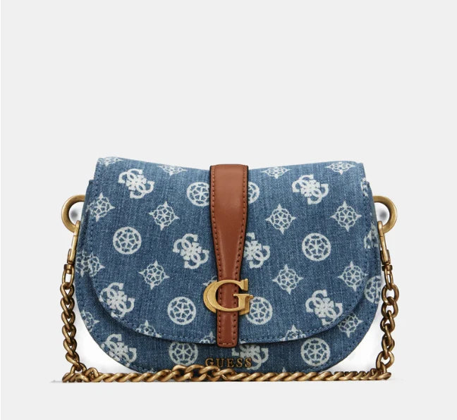 Gues* - Kuba Mini Crossbody Flap XS Logo- Denim Logo