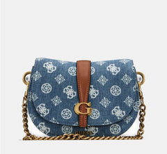 Gues* - Kuba Mini Crossbody Flap XS Logo- Denim Logo