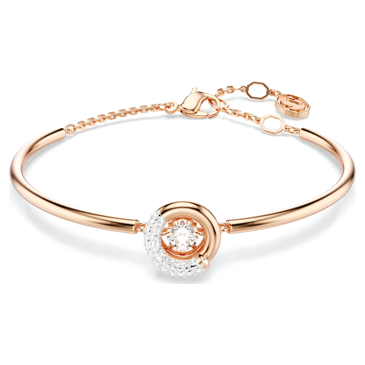 Swar*vski -Dextera bangle Round cut, White, Rose gold-tone plated-5692259
