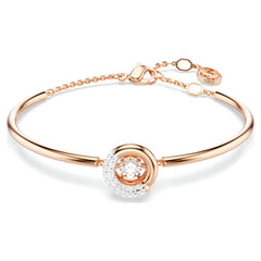 Swar*vski -Dextera bangle Round cut, White, Rose gold-tone plated-5692259