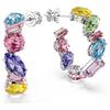 Swar*vski -Gema hoop earrings Asymmetrical design, Mixed cuts, Small, Multicolored, Rhodium plated-5692412