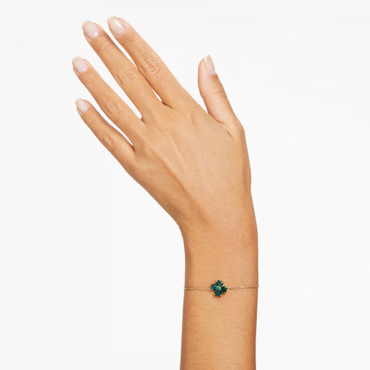 Swar*vski -Idyllia bracelet Mixed cuts, Clover, Green, Gold-tone plated-5666585