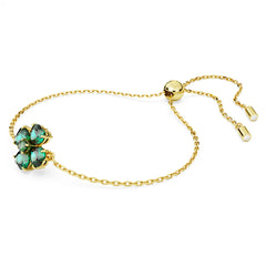 Swar*vski -Idyllia bracelet Mixed cuts, Clover, Green, Gold-tone plated-5666585