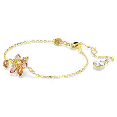 Swar*vski -Idyllia bracelet Mixed cuts, Flower, Multicolored, Gold-tone plated-5732423