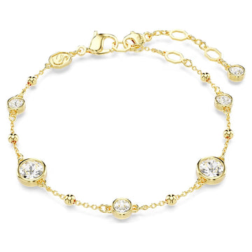 Swar*vski -Imber bracelet Round cut, Scattered design, White, Gold-tone plated-5680094