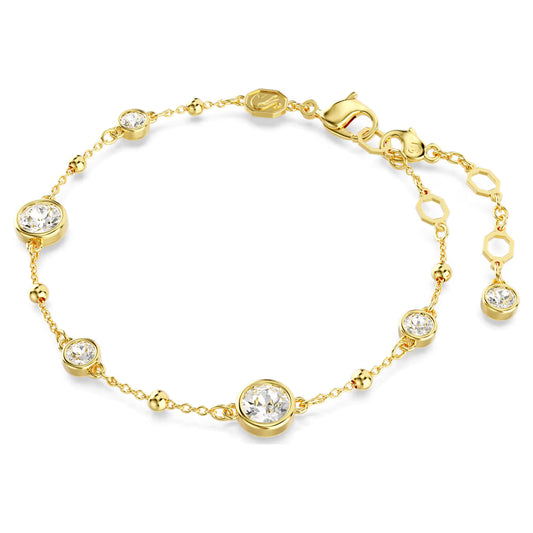 Swar*vski -Imber bracelet Round cut, Scattered design, White, Gold-tone plated-5680094