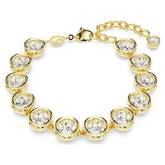 Swar*vski -Imber Tennis bracelet Round cut, White, Gold-tone plated-5682586