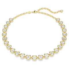 Swar*vski -Imber Tennis necklace Round cut, White, Gold-tone plated-5682585