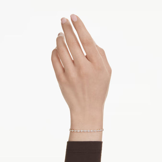 Swar*vski -Matrix bracelet Round cut, White, Gold-tone plated-5730709