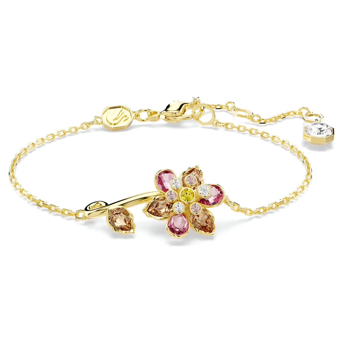 Swar*vski -Idyllia bracelet Mixed cuts, Flower, Multicolored, Gold-tone plated-5732423