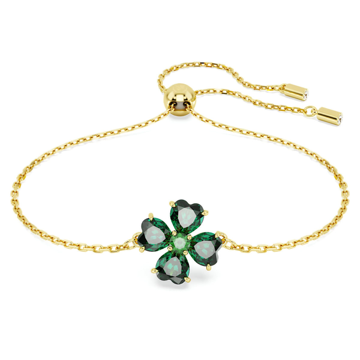 Swar*vski -Idyllia bracelet Mixed cuts, Clover, Green, Gold-tone plated-5666585