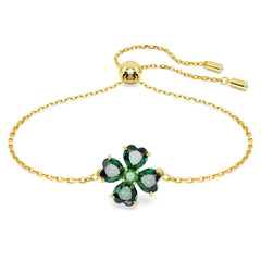 Swar*vski -Idyllia bracelet Mixed cuts, Clover, Green, Gold-tone plated-5666585
