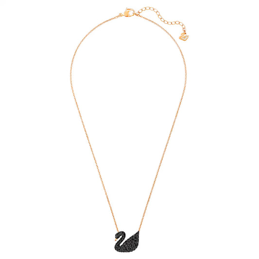 Swar*vski -Swan pendant Swan, Black, Rose gold-tone plated-5204134