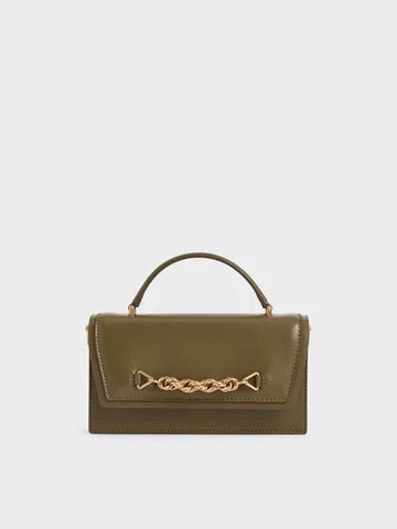 Charles & Ke*th -  Top Handle Chain Link Long Wallet - Olive -ON SALE (Defect Dents)