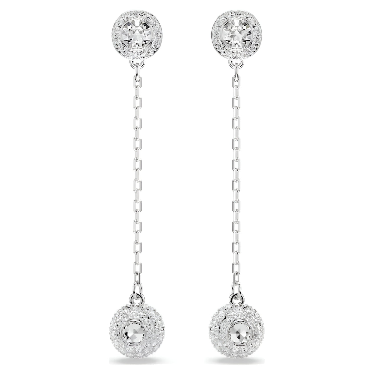 Swar*vski -Una Angelic drop earrings Round cut, White, Rhodium plated-5732273