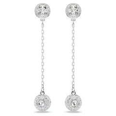 Swar*vski -Una Angelic drop earrings Round cut, White, Rhodium plated-5732273